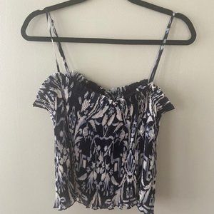 NWT--H&M adjustable strap blouse sleeveless tank blue and cream
